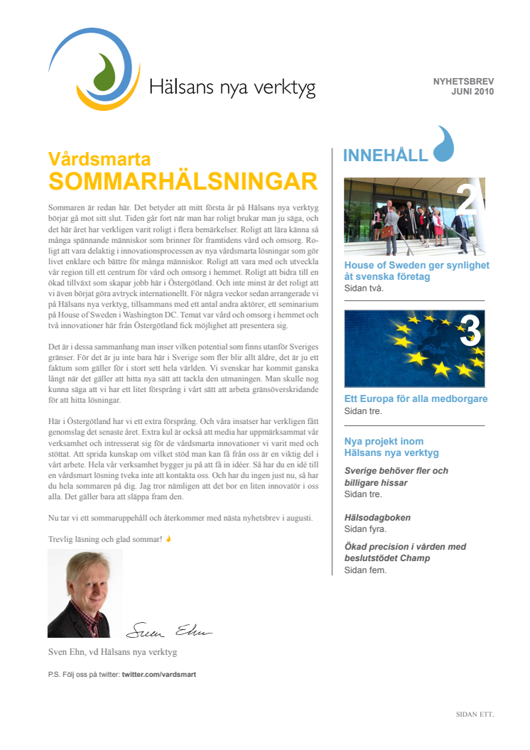Nyhetsbrev från Hälsans nya verktyg juni 2010