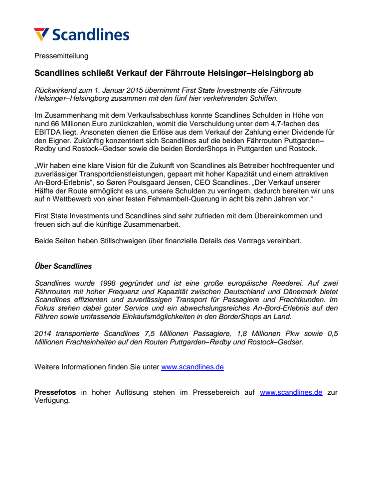 Scandlines schließt Verkauf der Fährroute Helsingør–Helsingborg ab