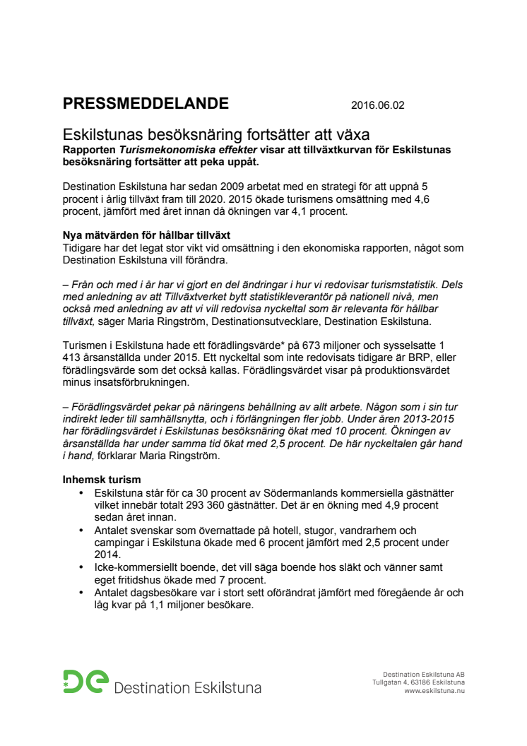  Eskilstunas besöksnäring fortsätter att växa