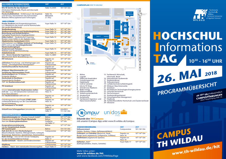 Das Programm des Hochschulinformationstages 2018