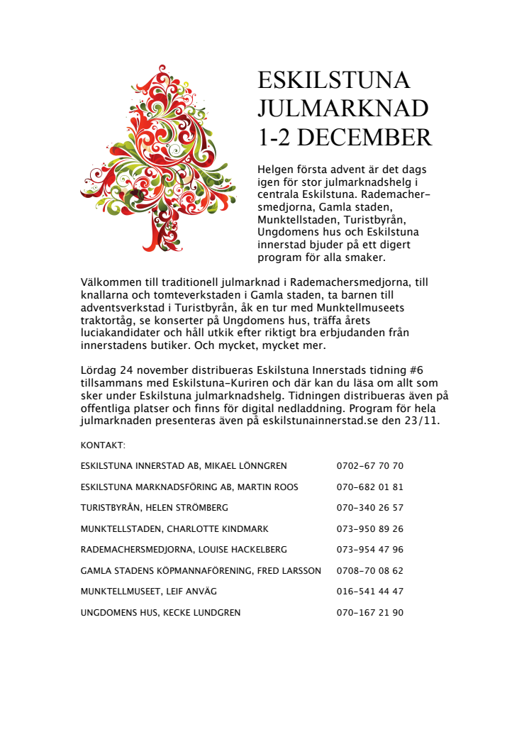 Eskilstuna Julmarknad 1-2 december