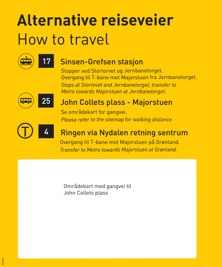 T-banens linjekart med reiseveier 28.mai - 01.juni 2014