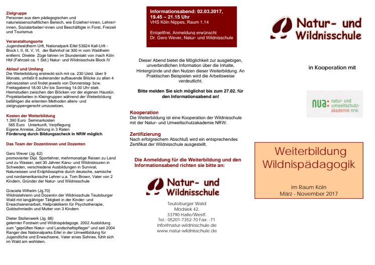 Weiterbildung Wildnispädagogik Rheinland 2017