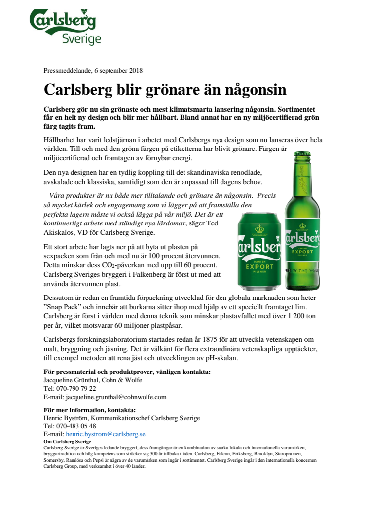 Carlsberg blir grönare än någonsin 