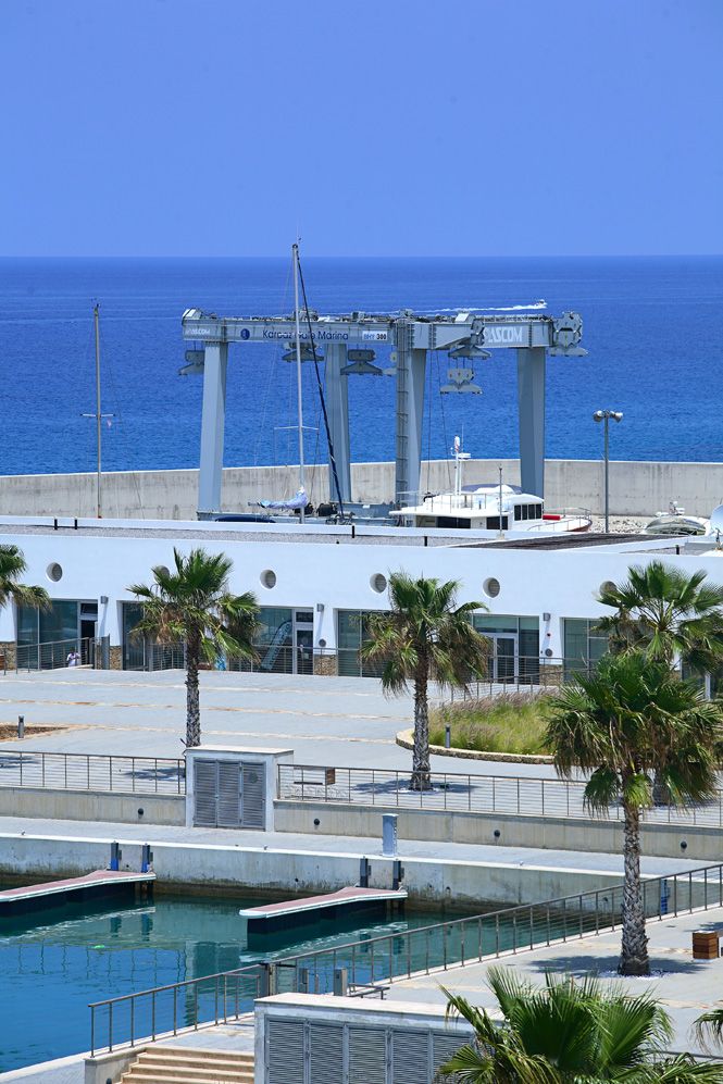 Hi-res image - Karpaz Gate Marina - the impressive travel lift at Karpaz Gate Marina Boatyard