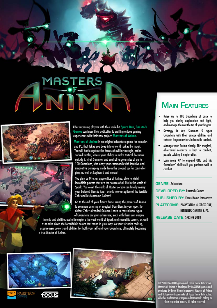 Masters of Anima unveils its first gameplay trailer! 