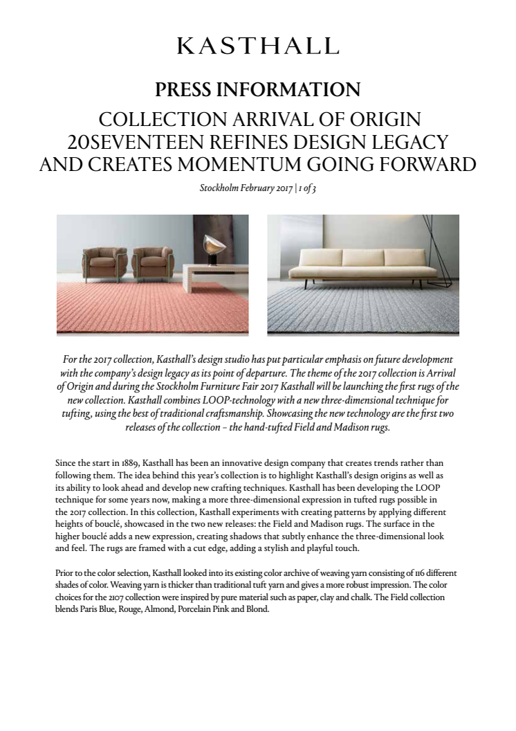 COLLECTION ARRIVAL OF ORIGIN 20SEVENTEEN REFINES DESIGN LEGACY AND CREATES MOMENTUM 