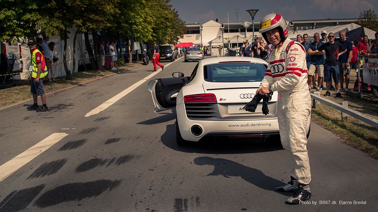 Klar til Race for Riget med Tom Kristensen i Audi R8 ved Copenhagen Historic Grand Prix 2014 (foto af Bjarne Bredal)