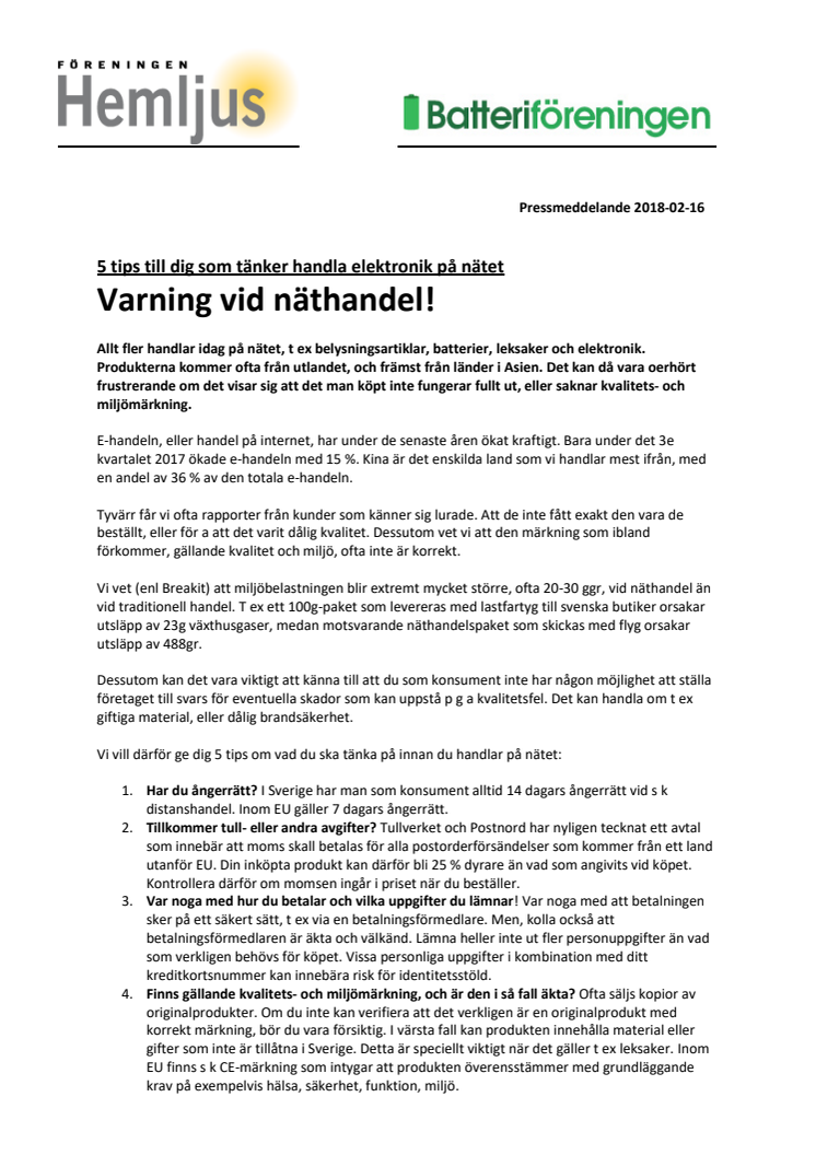 Varning vid näthandel! - 5 tips till dig som tänker handla elektronik på nätet