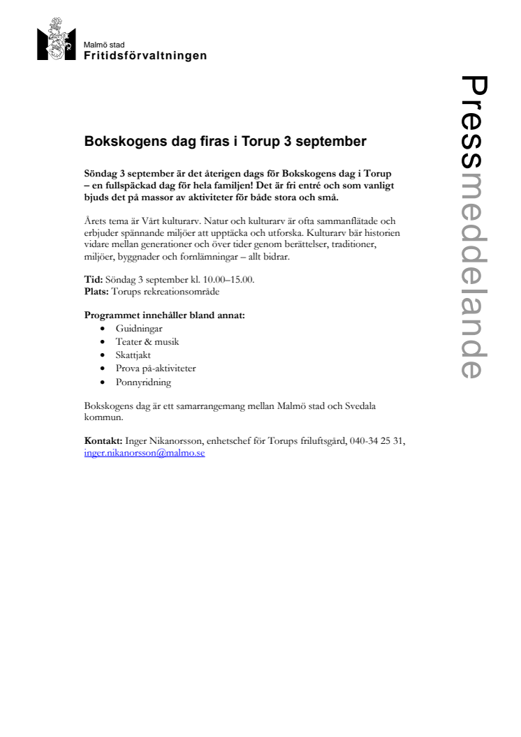 Bokskogens dag i Torup 3 september