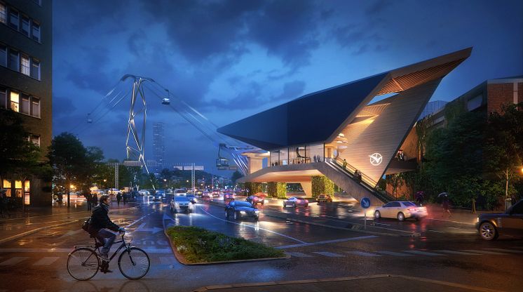 Bilder från finalförslagen i arkitekttävlingen om linbanans stationer och torn
