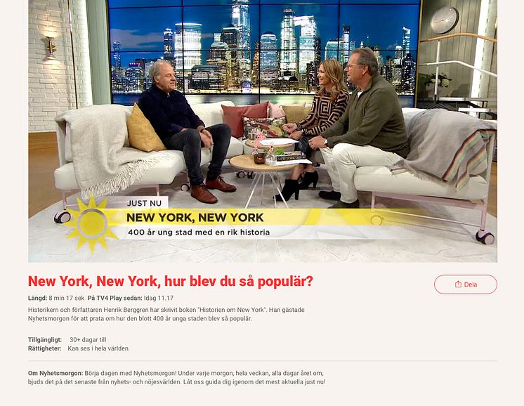 HistorienOmNewYork_TV4Nyhetsmorgon