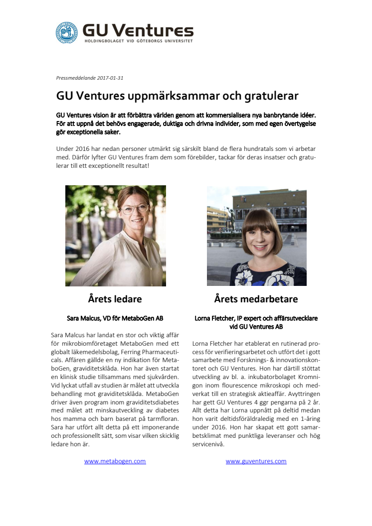 GU Ventures uppmärksammar och gratulerar