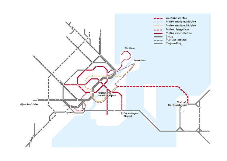 metro ØM linjeföring och anslutning i Malmö och Kph