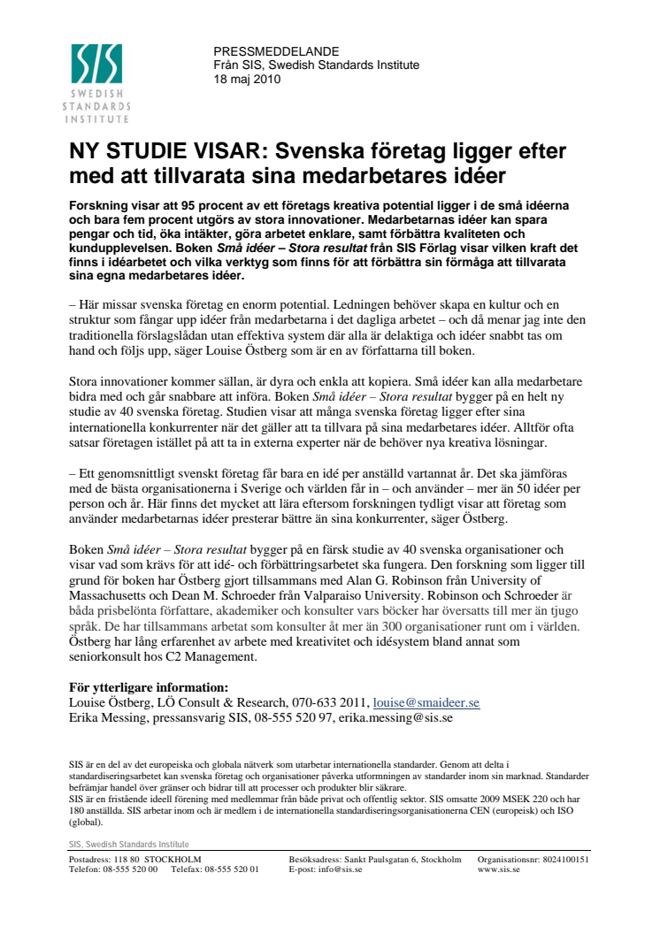 NY STUDIE VISAR: Svenska företag ligger efter med att tillvarata sina medarbetares idéer