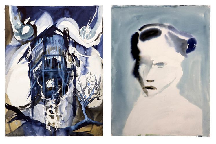 Ulf Rollof, Blue I, 2019, tusch, akryl, bomullspapper