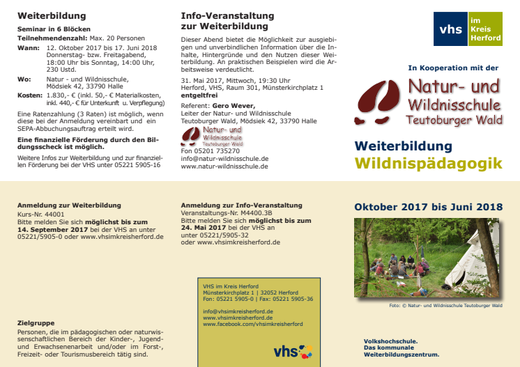 Weiterbildung Wildnispädagogik Teutoburger Wald 2017/18