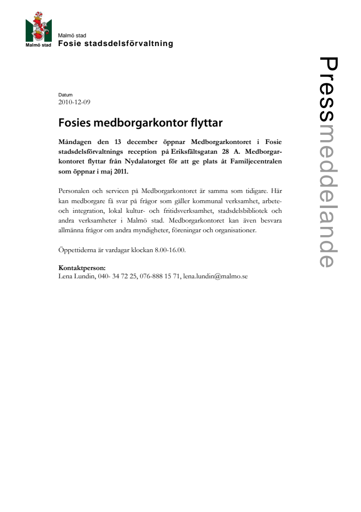 Fosies medborgarkontor flyttar