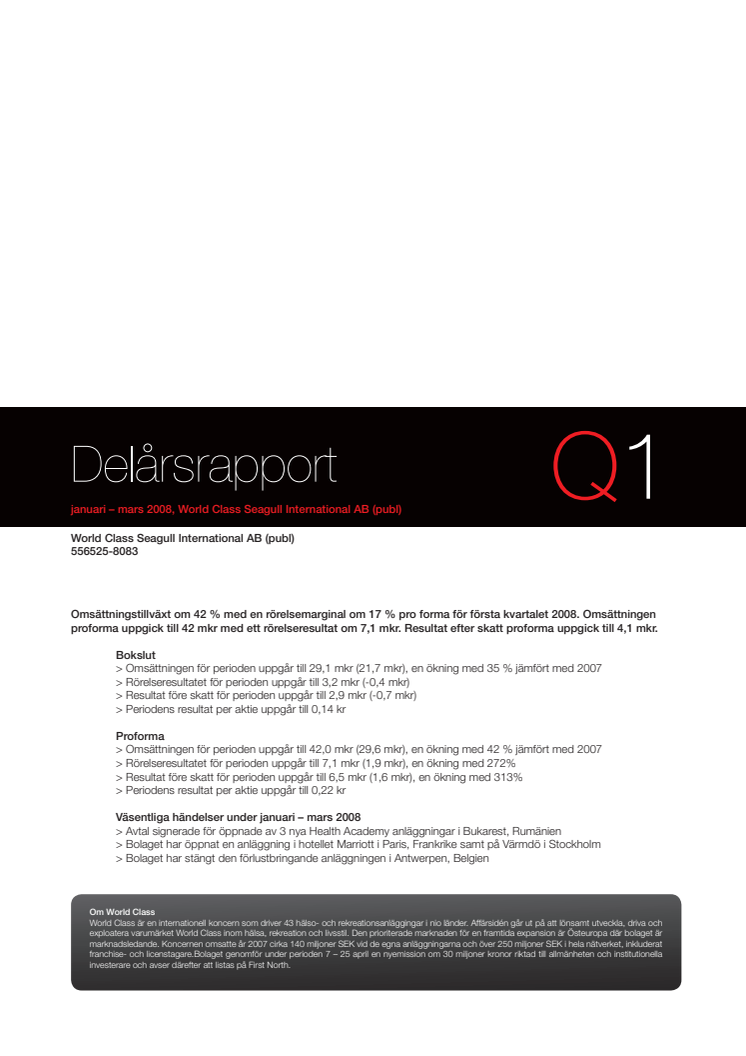WCSI KVARTALSRAPPORT Q1 1 JAN- 31 MARS 2008