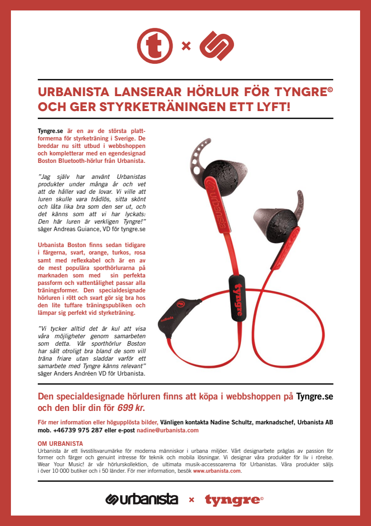 Urbanista lanserar hörlur för Tyngre© och ger styrketräningen ett lyft!