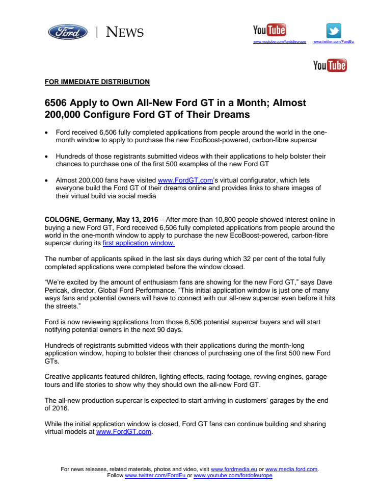 På blot én måned har mere end 6.500 købere lagt billet ind på den legendariske Ford GT