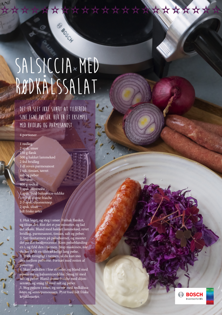 salsiccia med rødkålssalat