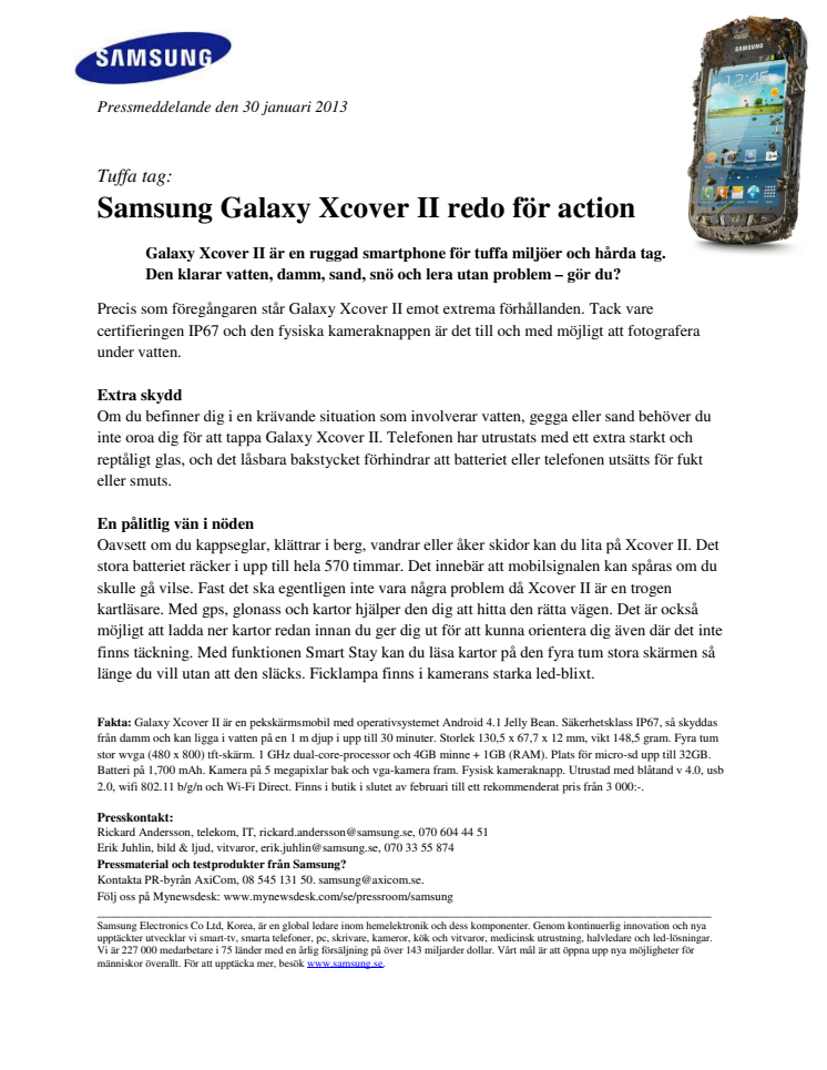 Tuffa tag: Samsung Galaxy Xcover II redo för action