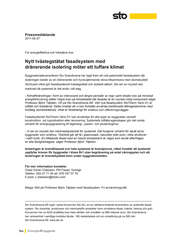 För energieffektiva och fuktsäkra hus: Nytt tvåstegstätat fasadsystem med  dränerande isolering möter ett tuffare klimat