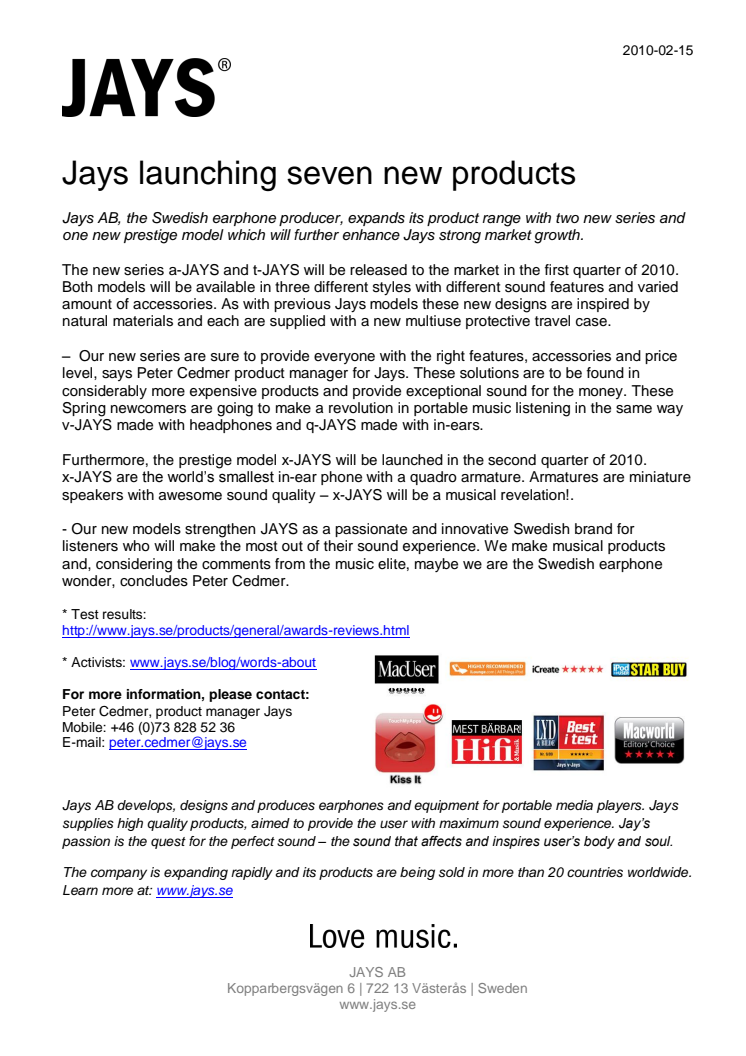 Jays launching seven new products 