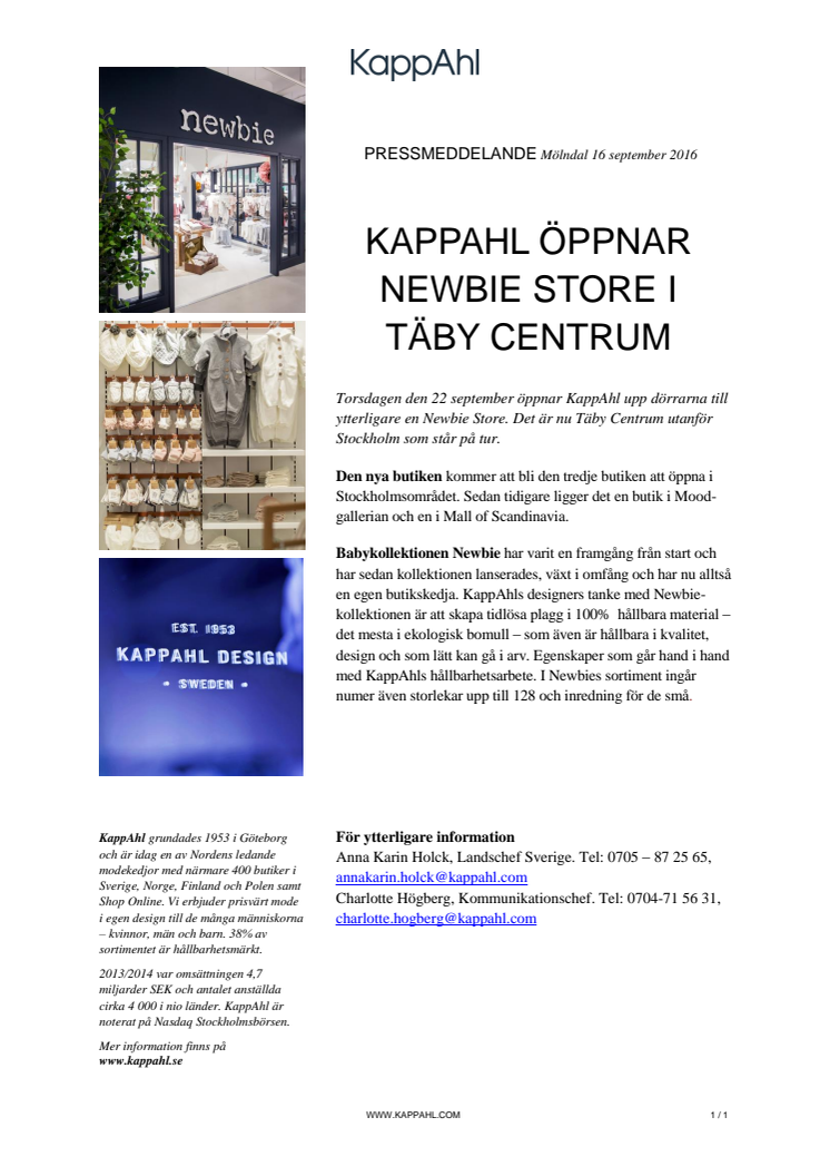 KappAhl öppnar Newbie Store i Täby centrum