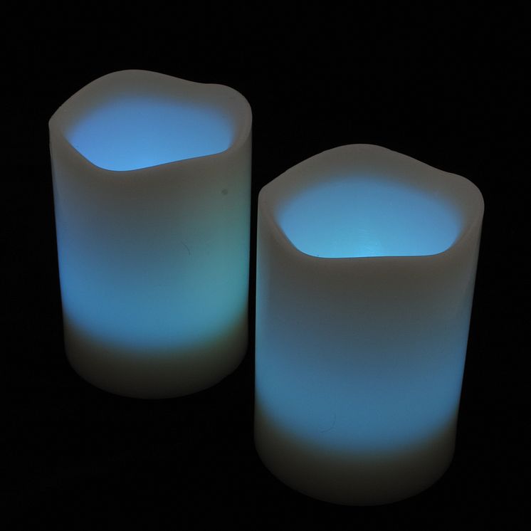 Blockljus med färgval och fjärr 3-pack-frilagd ljusblå
