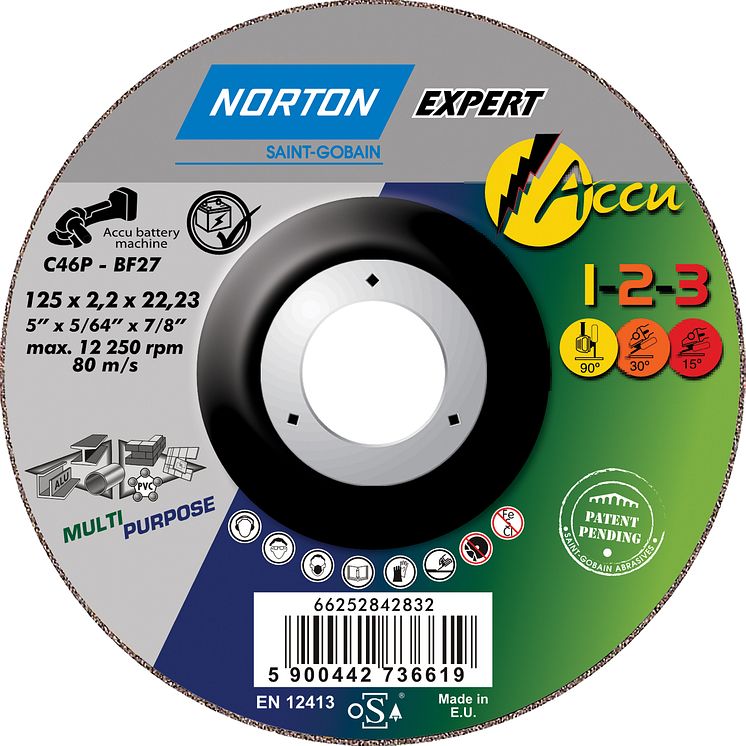 Norton Expert Accu 1-2-3 katkaisu-, hioma- ja kiillotuslaikka