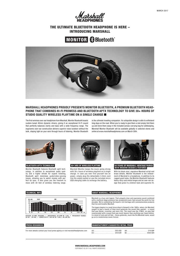 HE ULTIMATE BLUETOOTH HEADPHONE IS HERE – INTRODUCING MARSHALL MONITOR BLUETOOTH