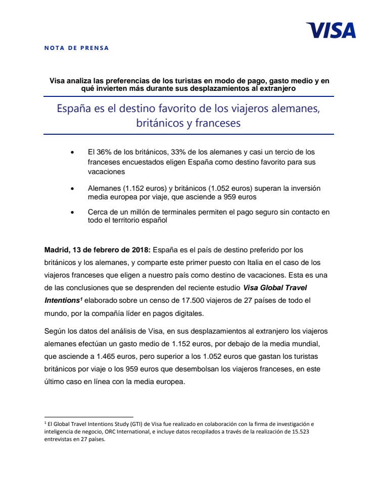 España es el destino favorito de los viajeros alemanes, británicos y franceses