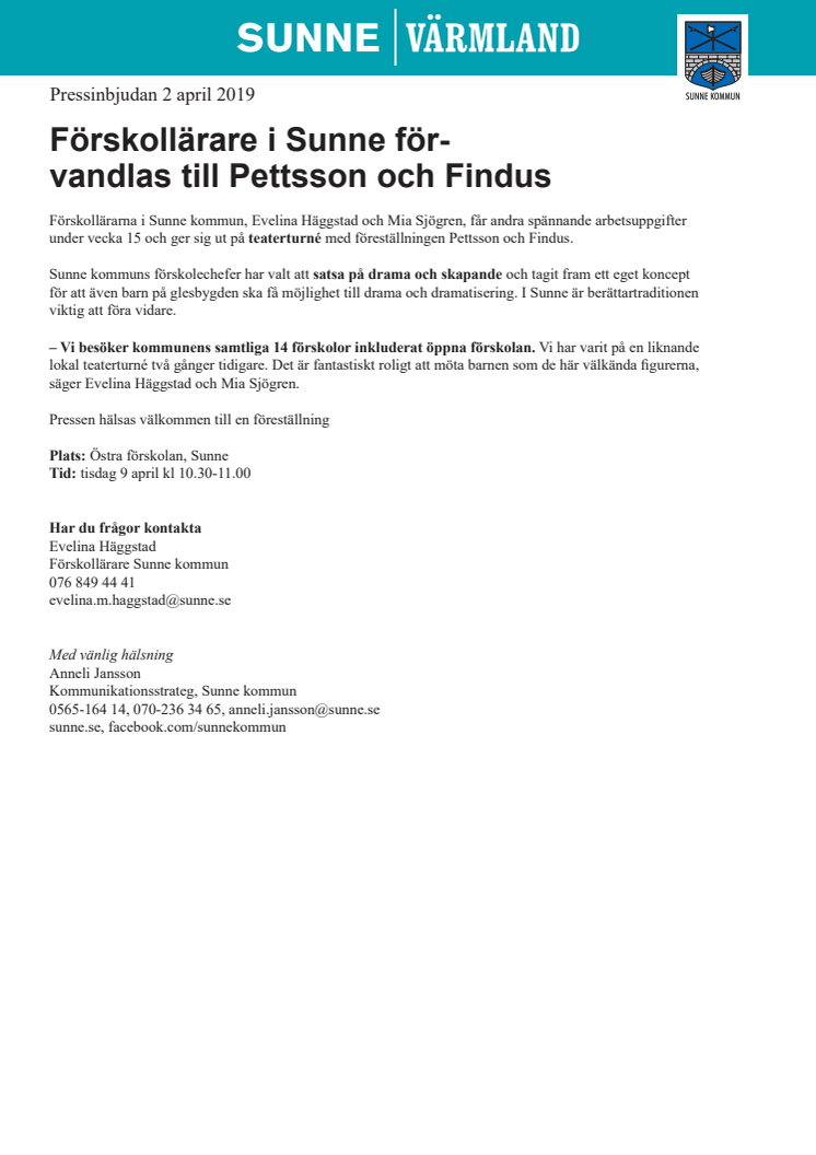 Förskollärare i Sunne förvandlas till Pettsson och Findus