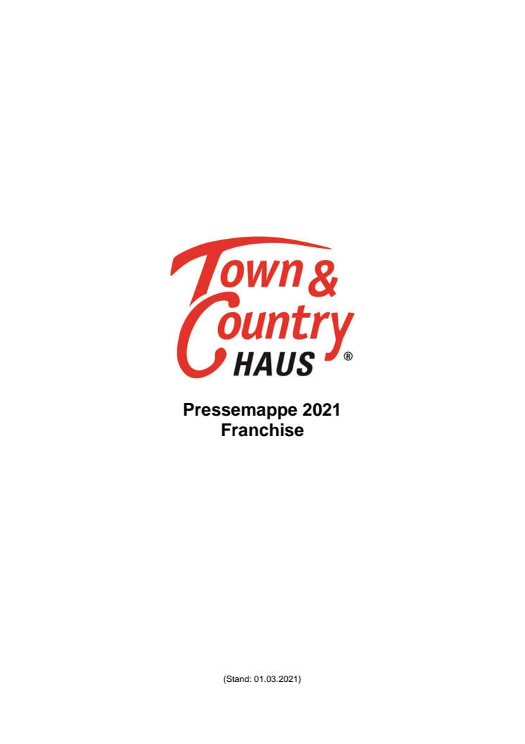 Pressemappe Franchise 2021 des Franchise-Unternehmens Town & Country Haus