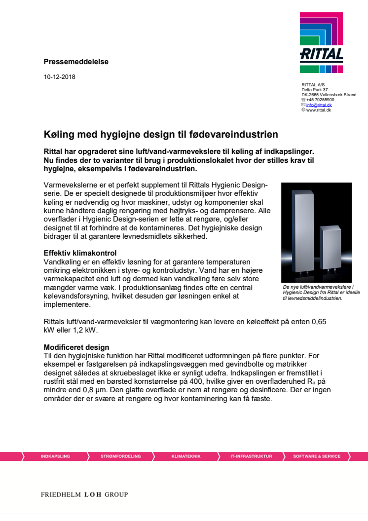 Køling med hygiejne design til fødevareindustrien