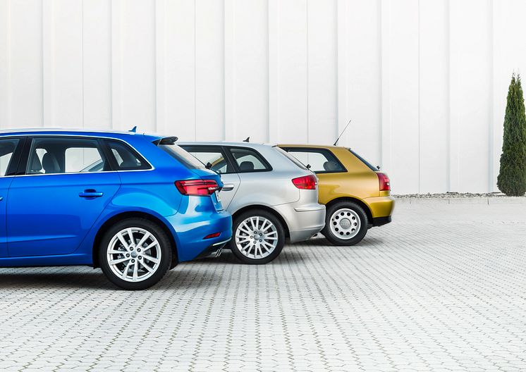 Audi A3, Generation 1 fra 1996,  Generation 2 fra 2004, Generation 3 fra 2016