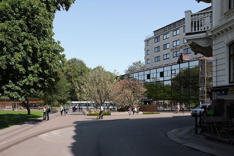 Vinnande förslag gestaltning stadsrum station Haga. HÄR PLATSEN FRAMFÖR SMYRNAKYRKAN 