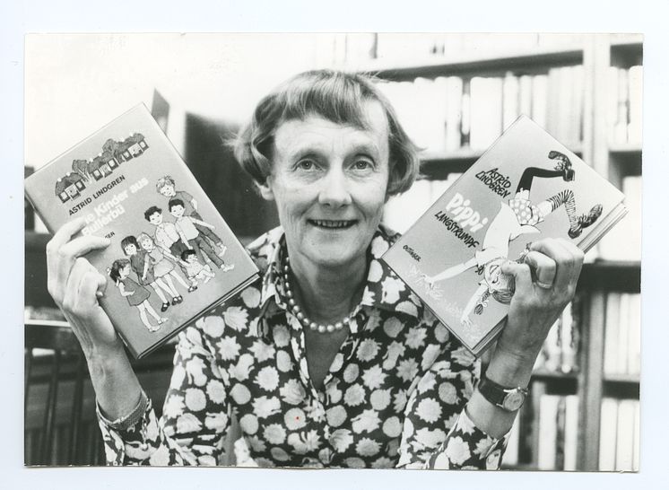 Astrid Lindgren med Pippi och Bullerbyn på tyska