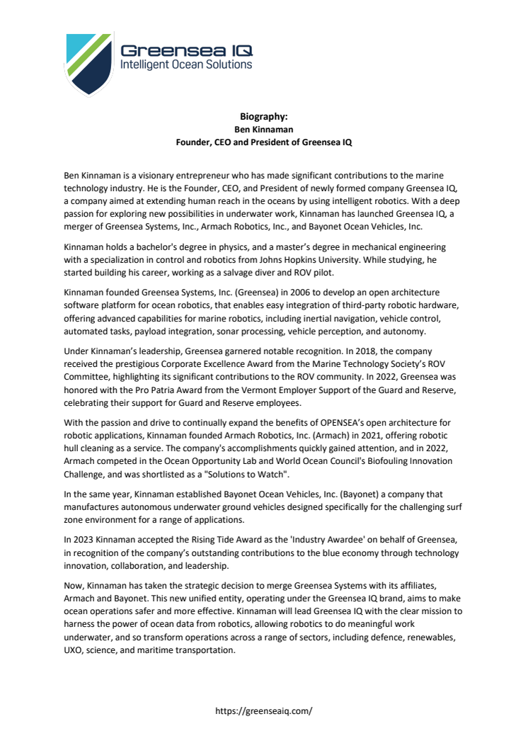 Greensea IQ Ben Kinnaman Bio.pdf