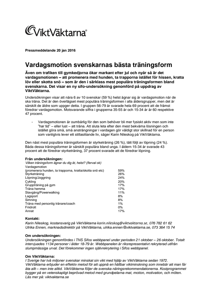 Vardagsmotion svenskarnas bästa träningsform