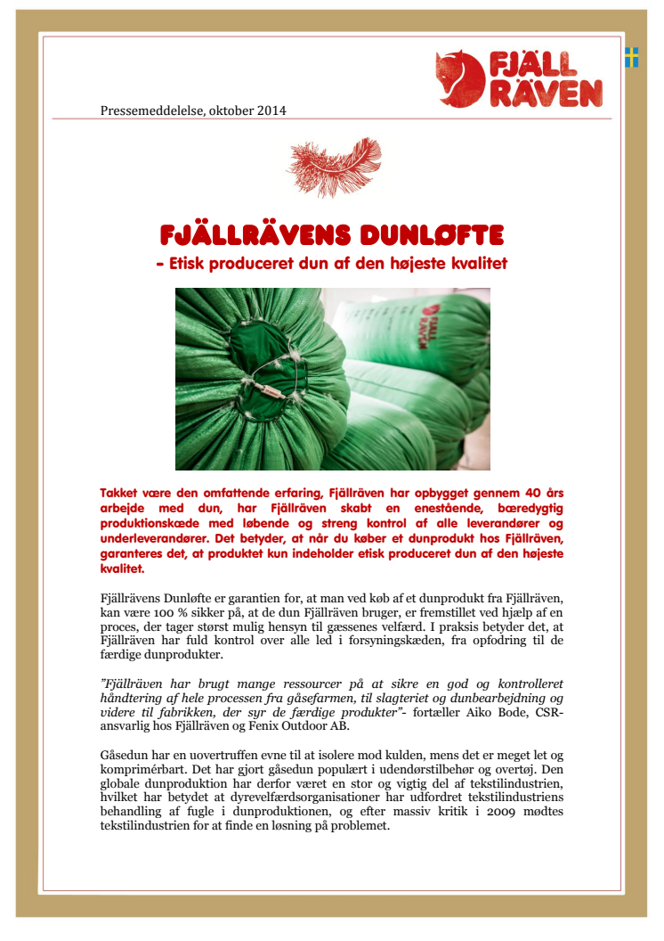 Fjällrävens Dunløfte