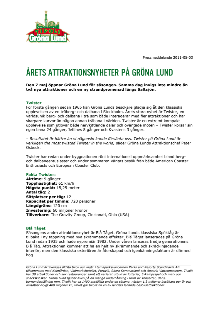 Årets attraktionsnyheter på Gröna Lund