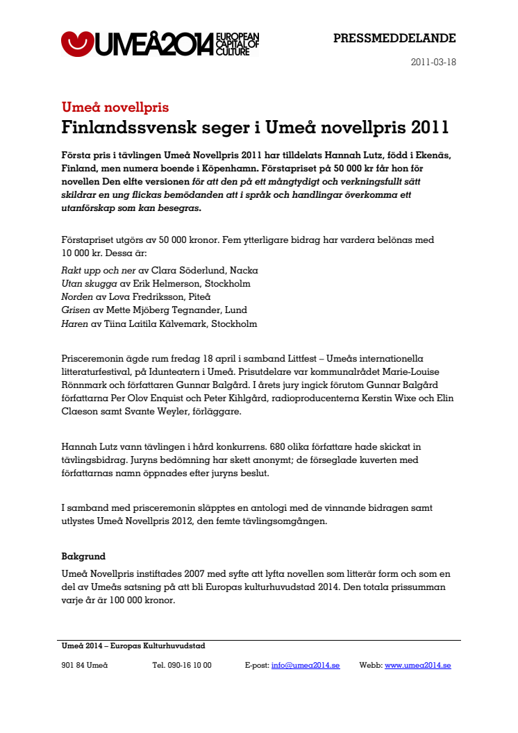 Umeå novellpris 2012