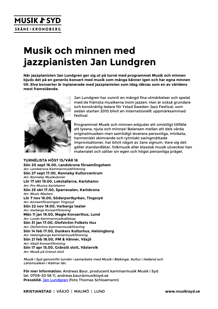 Musik och minnen med jazzpianisten Jan Lundgren