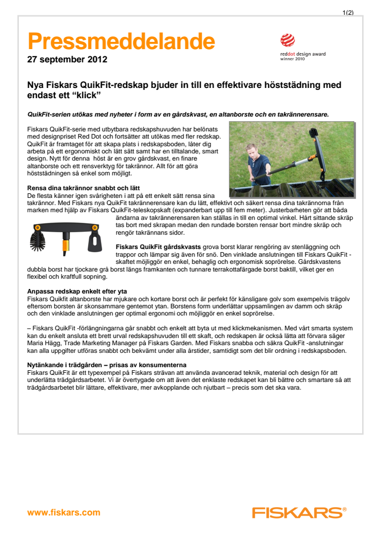 Nya Fiskars QuikFit-redskap bjuder in till en effektivare höststädning med endast ett “klick” 