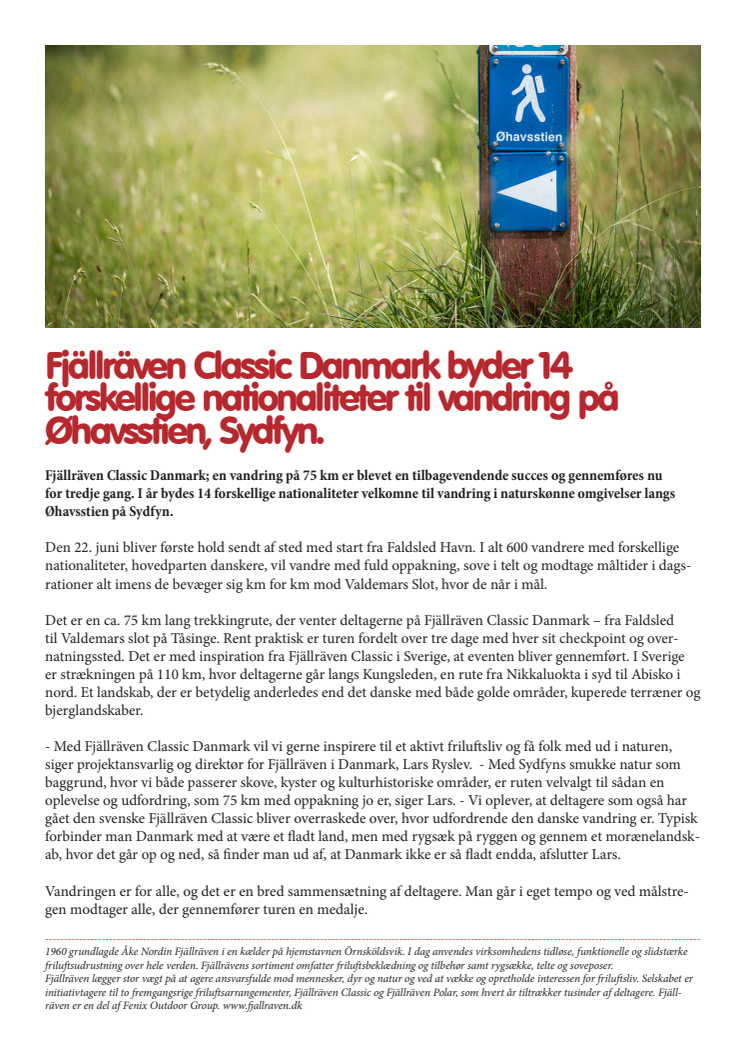 Fjällräven Classic Danmark byder 14 forskellige nationaliteter til vandring på Øhavsstien, Sydfyn. 