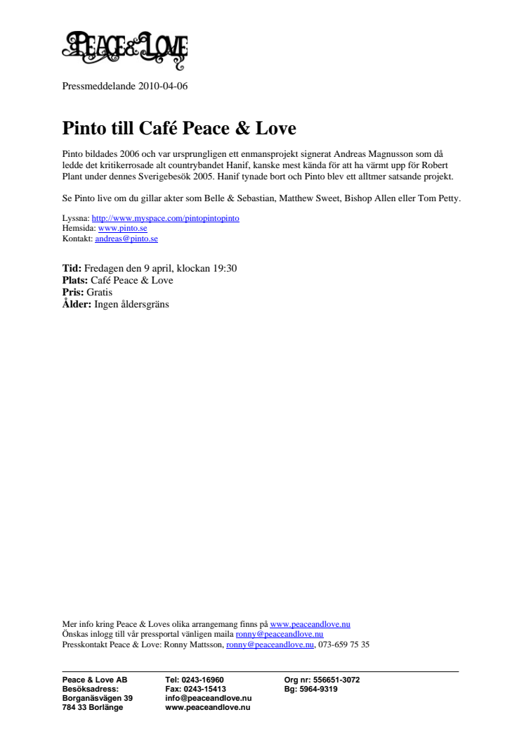 Pinto till Café Peace & Love