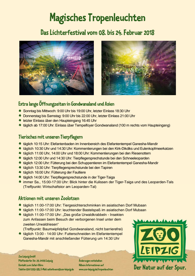 Programm Magisches Tropenleuchten Zoo Leipzig